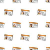 Female ID Card Seamless Pattern On A White Background. Personal Identity Theme Vector Illustration