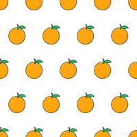 Fresh Orange Seamless Pattern On A White Background. Orange Fruit Vector Illustration