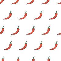Fresh Chili Pepper Seamless Pattern On A White Background. Chili Pepper Vector Illustration