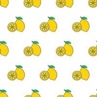 Lemon Slice Seamless Pattern On A White Background. Lemon Theme Vector Illustration