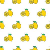 Lemon Slice Seamless Pattern On A White Background. Lemon Theme Vector Illustration