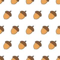 Acorn Seamless Pattern On A White Background. Autumn Acorn Theme Vector Illustration