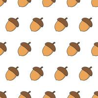 Acorn Seamless Pattern On A White Background. Autumn Acorn Theme Vector Illustration