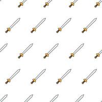 Sword Seamless Pattern On A White Background. Sword Battle Theme Vector Illustration