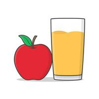 manzana jugo con rojo manzana vector icono ilustración. vaso de manzana jugo plano icono