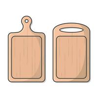 Wooden Cutting Board Vector Icon Illustration. Kitchen Utensil For Cooking