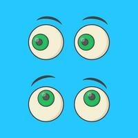 Set Of Cartoon Eyes Vector Icon Illustration. Look Emoji Eye Emoticon Flat Icon