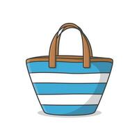 Summer Beach Bag Vector Icon Illustration. Shopping Tote Bag Flat Icon