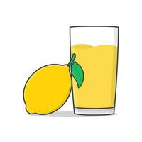 limón jugo con limón vector icono ilustración. vaso de limón jugo plano icono