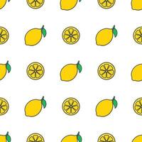 Lemon Fruit Seamless Pattern On A White Background. Fresh Lemon Vector Illustration