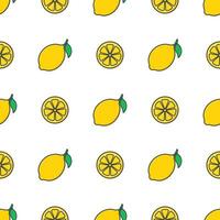 Lemon Fruit Seamless Pattern On A White Background. Fresh Lemon Vector Illustration