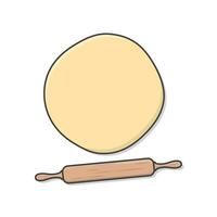 Dough And Rolling Pin Vector Icon Illustration. Element For Pastry And Bakery Or Cooking Flat Icon