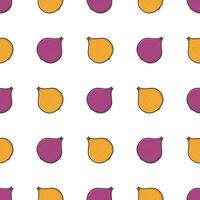 Vegetable Onion Seamless Pattern On A White Background. Fresh Onion Vector Illustration