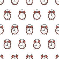 Alarm Clocks Seamless Pattern On A White Background. Clock Theme Vector Illustration
