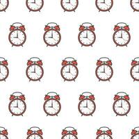 Alarm Clocks Seamless Pattern On A White Background. Clock Theme Vector Illustration