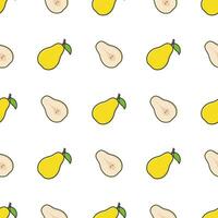 Pear Fruit Seamless Pattern On A White Background. Fresh Pear Vector Illustration