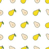 Pear Fruit Seamless Pattern On A White Background. Fresh Pear Vector Illustration