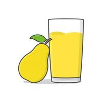 Pear Juice With Pear Vector Icon Illustration. Glass Of Pear Juice Flat Icon