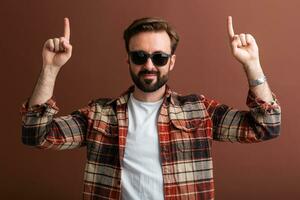 handsome man on brown background photo