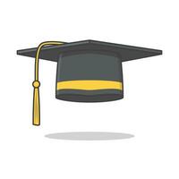 Graduation Cap Vector Icon Illustration. University Academic Graduation Cap Flat Icon