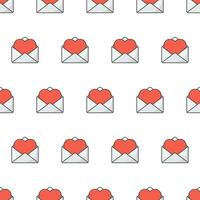 Love Message Seamless Pattern On A White Background. Opened Envelope Theme Vector Illustration
