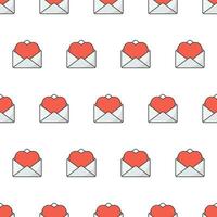 Love Message Seamless Pattern On A White Background. Opened Envelope Theme Vector Illustration