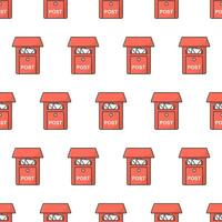 Mailbox Seamless Pattern On A White Background. Post Office Box Theme Vector Illustration