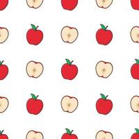 Apple Seamless Pattern On A White Background. Apple Fruit Vector Illustration