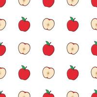 Apple Seamless Pattern On A White Background. Apple Fruit Vector Illustration