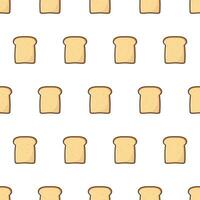 Slices Toast Bread Seamless Pattern On A White Background. Bakery Pastry Product Theme Vector Illustration