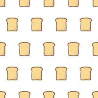 Slices Toast Bread Seamless Pattern On A White Background. Bakery Pastry Product Theme Vector Illustration