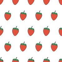 Fresh Strawberry Seamless Pattern On A White Background. Strawberries Vector Illustration