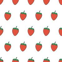 Fresh Strawberry Seamless Pattern On A White Background. Strawberries Vector Illustration