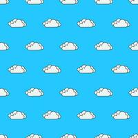 Clouds Seamless Pattern On A Blue Background. Weather Phenomena Theme Vector Illustration