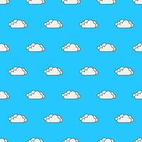 Clouds Seamless Pattern On A Blue Background. Weather Phenomena Theme Vector Illustration