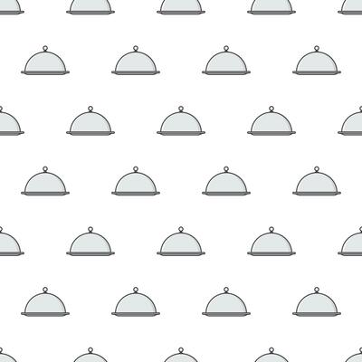 Restaurant Cloche Seamless Pattern On A White Background. Silver Cloche Theme Vector Illustration
