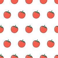 Fresh Tomato Seamless Pattern On A White Background. Tomatoes Theme Vector Illustration