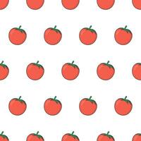 Fresh Tomato Seamless Pattern On A White Background. Tomatoes Theme Vector Illustration