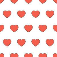 Love Heart Seamless Pattern On A White Background. Red Heart Theme Vector Illustration