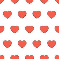 Love Heart Seamless Pattern On A White Background. Red Heart Theme Vector Illustration