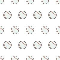 Baseball Seamless Pattern On A White Background. Softball Baseball Sport Theme Vector Illustration