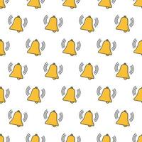 Bell Seamless Pattern On A White Background. Alarm Or Alert Symbol Theme Vector Illustration