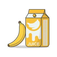 plátano jugo caja con plátano vector icono ilustración. jugo cartulina embalaje. jugo bebida envase