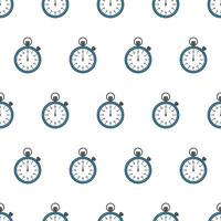 Stopwatch Seamless Pattern On A White Background. Timer Icon Theme Vector Illustration