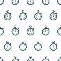 Stopwatch Seamless Pattern On A White Background. Timer Icon Theme Vector Illustration
