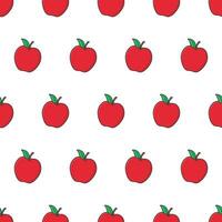 Fresh Apple Seamless Pattern On A White Background. Apple Fruit Vector Illustration