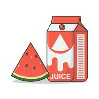 sandía jugo caja con naranja vector icono ilustración. jugo cartulina embalaje. jugo bebida envase