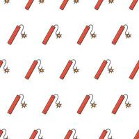 Explosive Dynamite Seamless Pattern On A White Background. Dynamite, Grenade, And Bomb Theme Vector Illustration