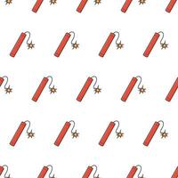 Explosive Dynamite Seamless Pattern On A White Background. Dynamite, Grenade, And Bomb Theme Vector Illustration