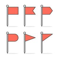 Red Pin Flags Vector Icon Illustration. Navigation Flat Icon